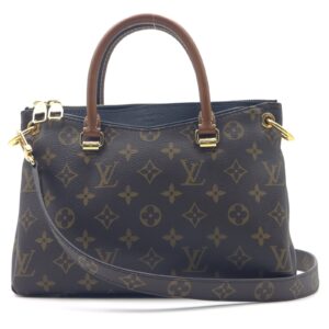 Louis Vuitton Palas BB Tote Bag Monogram Canvas Leather Brown Black